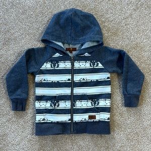 7 For All Mankind Gray & Blue Striped Hoodie Zip Jacket Toddler Boy Size 18M
